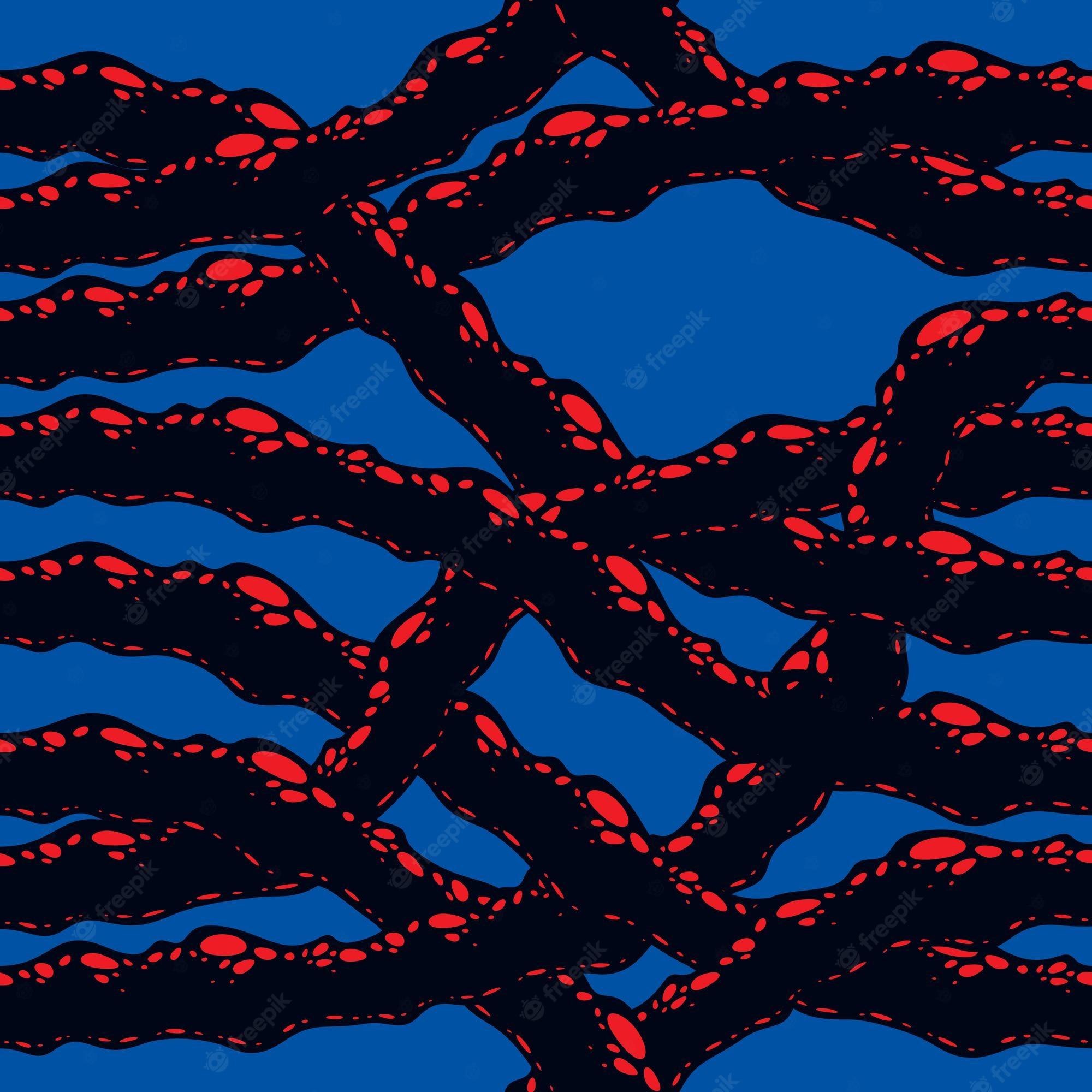 2000x2000 Premium Vector. Disgusting horror and nightmare seamless pattern, vector background. tangled roots or gut biological life form weird endless illustration. usable for fabric, wallpaper, wrapping, web and print
