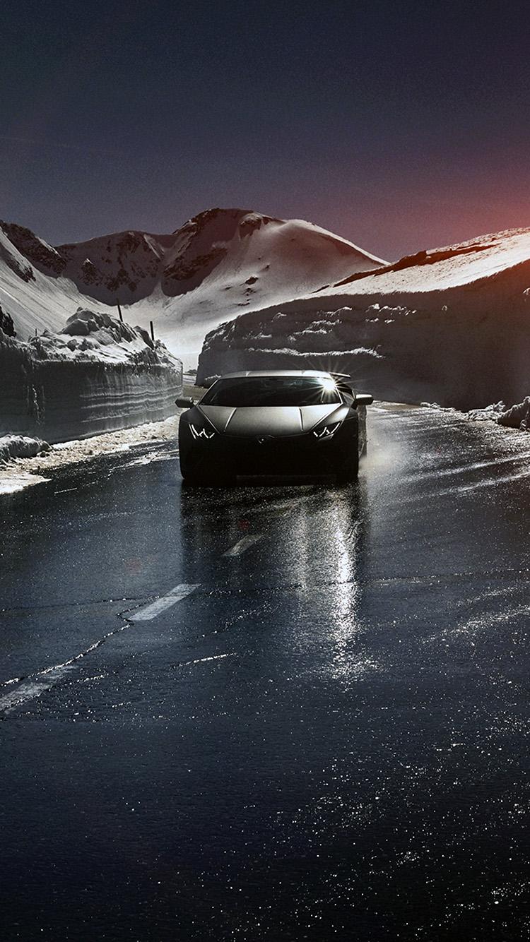 750x1334 iPhone X wallpaper. car lamborghini car dark road drive art winter