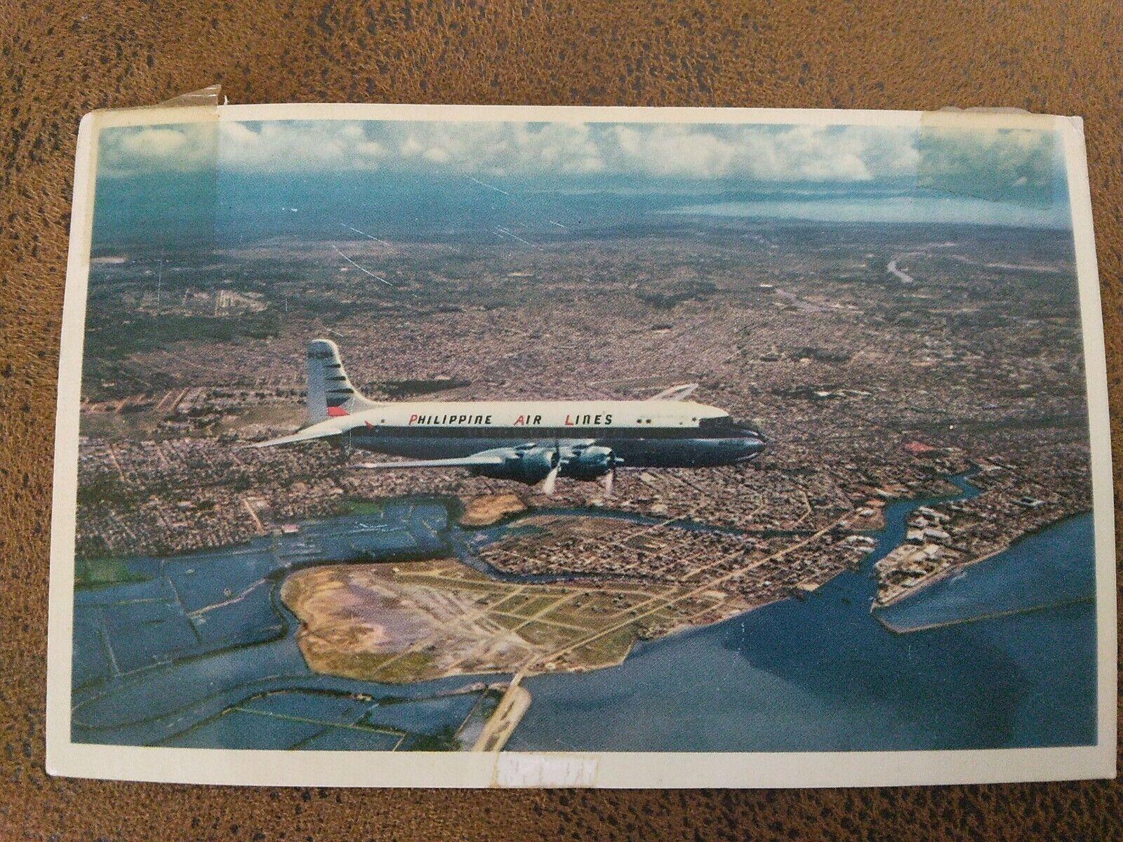 1600x1200 PAL PHILIPPINE AIRLINES DC 6 OVER MANILA POSTCARD