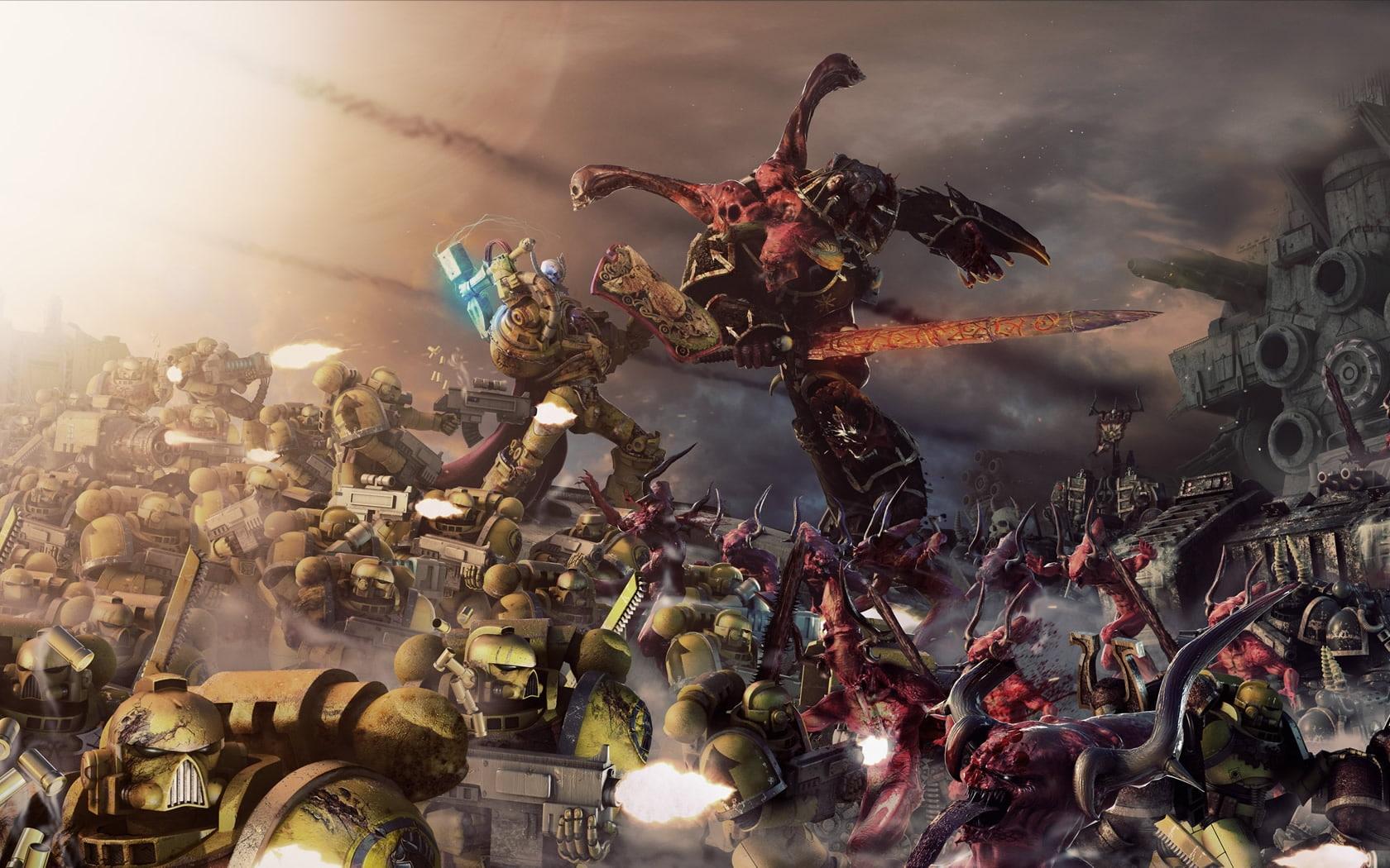 1680x1050 Wallpaper / aircraft, warhammer, outer space, shield, demons, titan, marines, 720P, flags, chainsaw, space, bolter, swords, hammer, k, hd, outer, art, scope free download