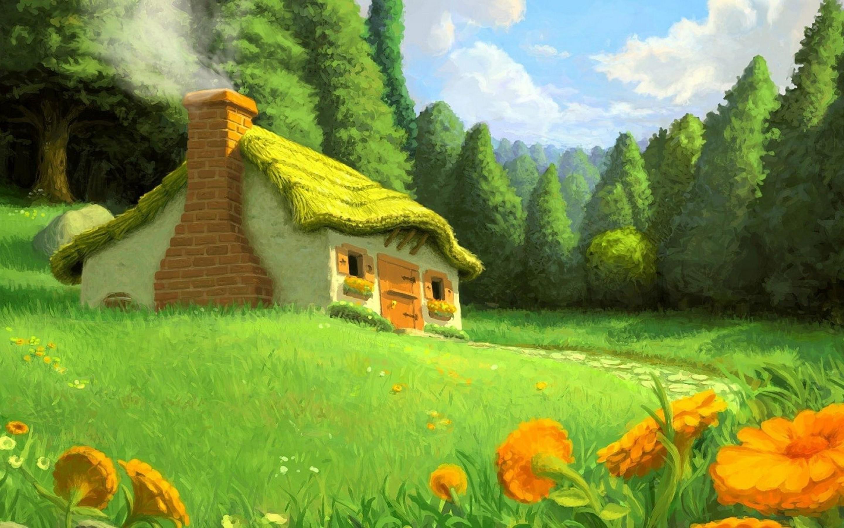 2880x1800 artwork nature house 1080P, 2k, 4k HD wallpaper, background free download