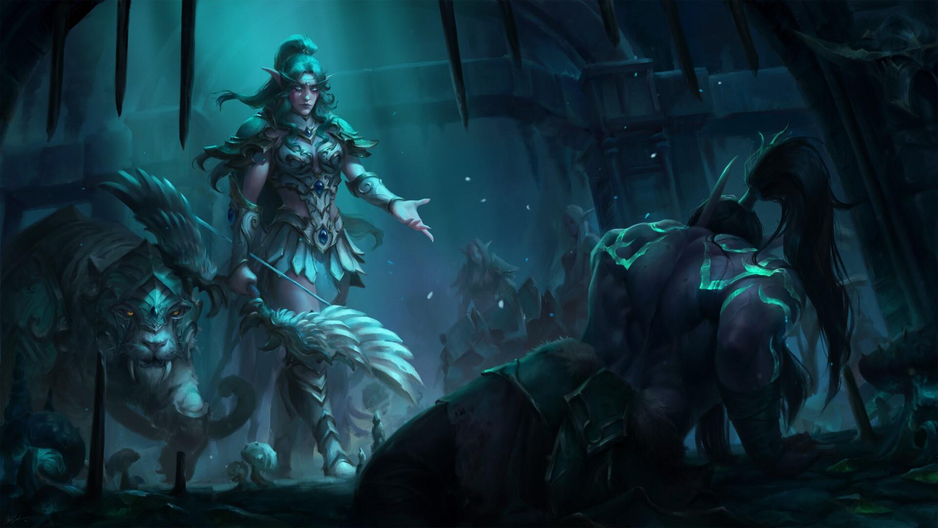 1920x1080 Wallpaper / digital art, artwork, illustration, Warcraft, video games, video game art, Blizzard Entertainment, Illidan Stormrage, Tyrande Whisperwind, Warcraft III, Warcraft III: Reforged, fantasy art free download