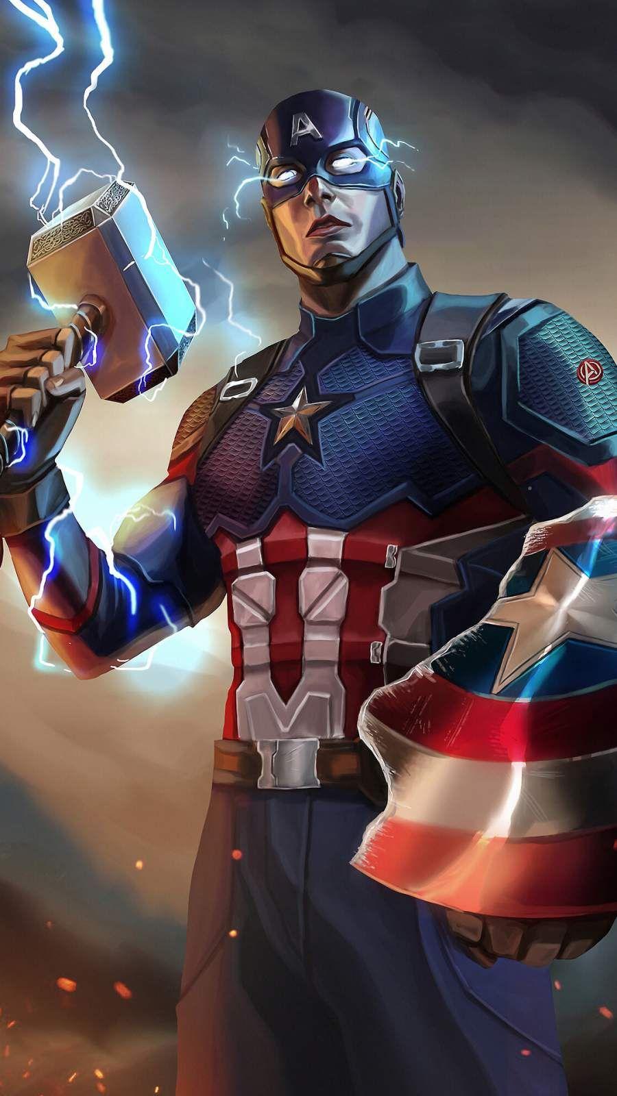 900x1600 Captain America Mjolnir Artwork iPhone Wallpaper. Captain america comic, Captain america art, Captain america wallpaper