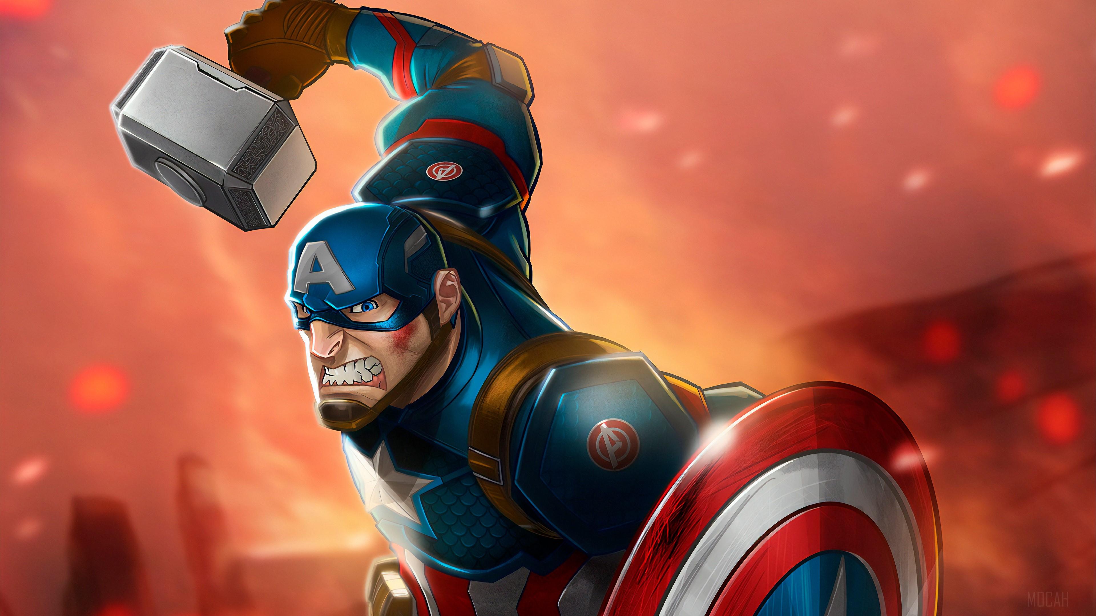 3840x2160 Captain America Mjolnir Art HD 4k Gallery HD Wallpaper