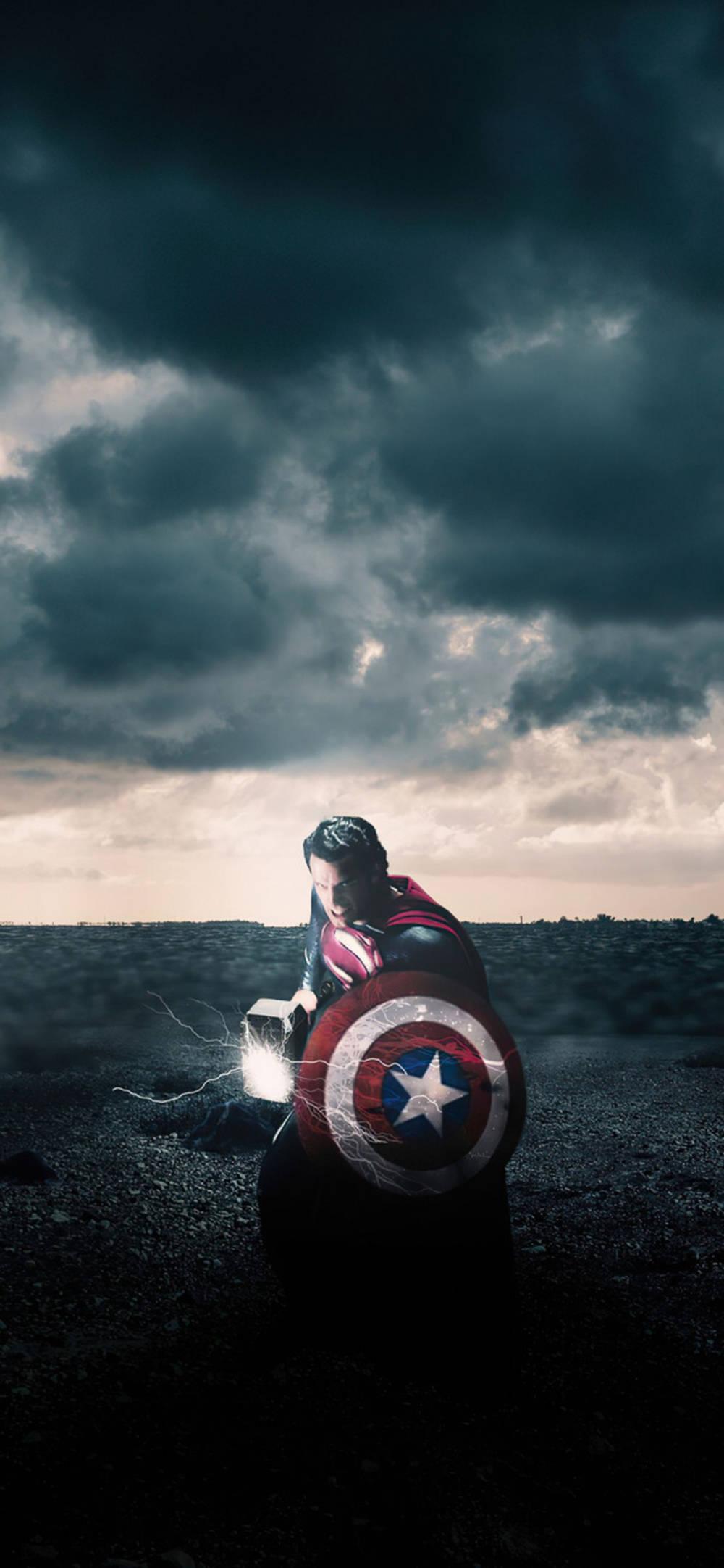 1000x2163 Download Captain America Shield iPhone Superman Mjolnir Wallpaper