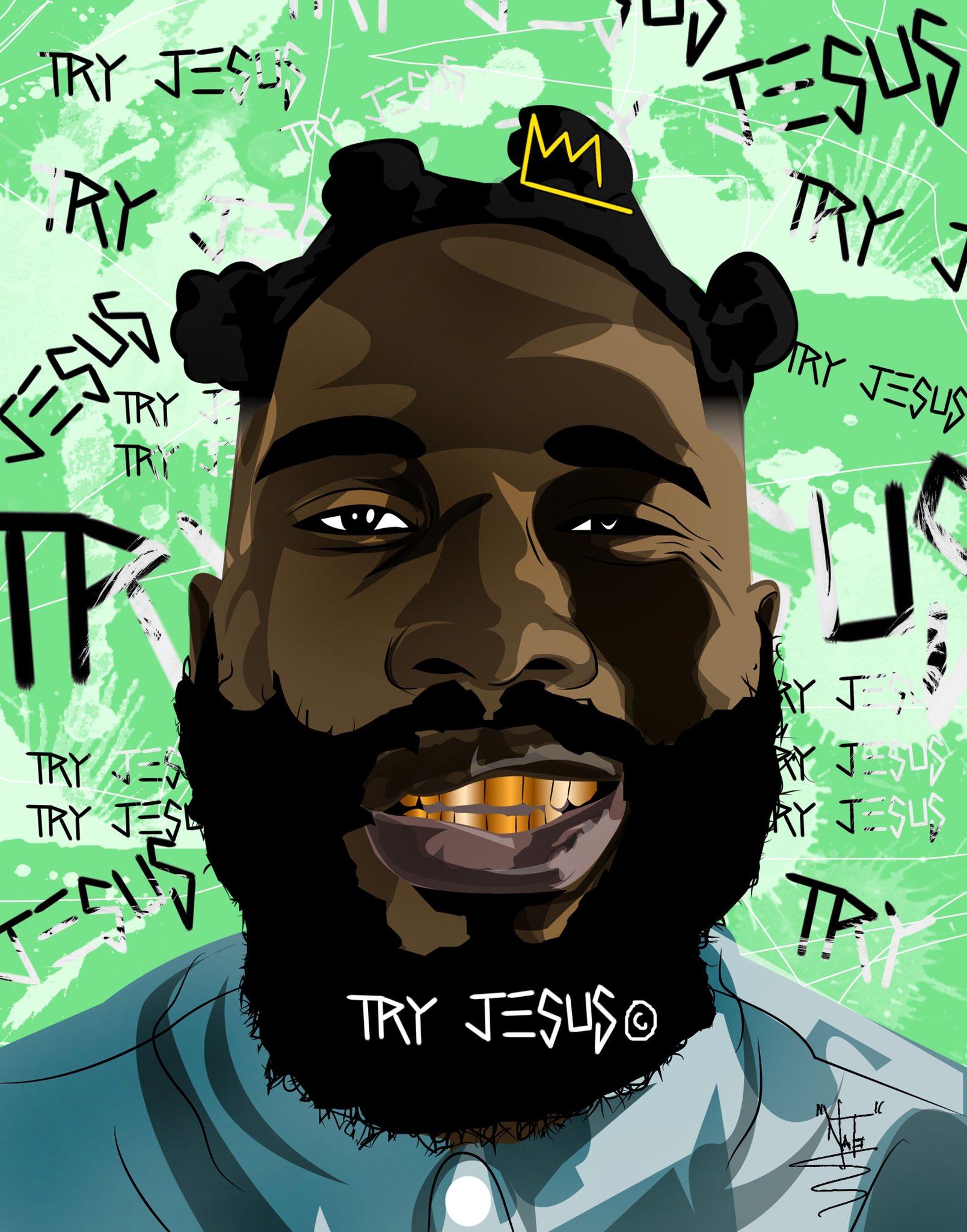 1608x2048 ArtByNato Jesus, Not Me Cause I Throw Hands. And then some. Untitled [Try Jesus] ft. #ArtistAtWork #ArtbyNato #tobenwigwe #tryjesusnotme #tryjesus #jesusistheanswer #blacklivesmatter #blackmenwhodesign #blackmenwhopaint