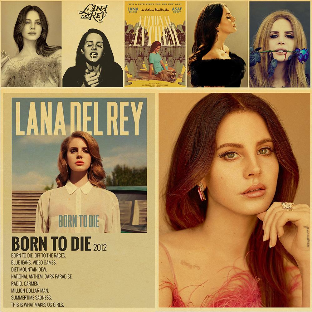 1000x1000 American Model Singer Lana Del Rey Poster Retro Kraft Paper Home Room Bar Cafe Collection Art Wall Decor Picture Wallpaper _