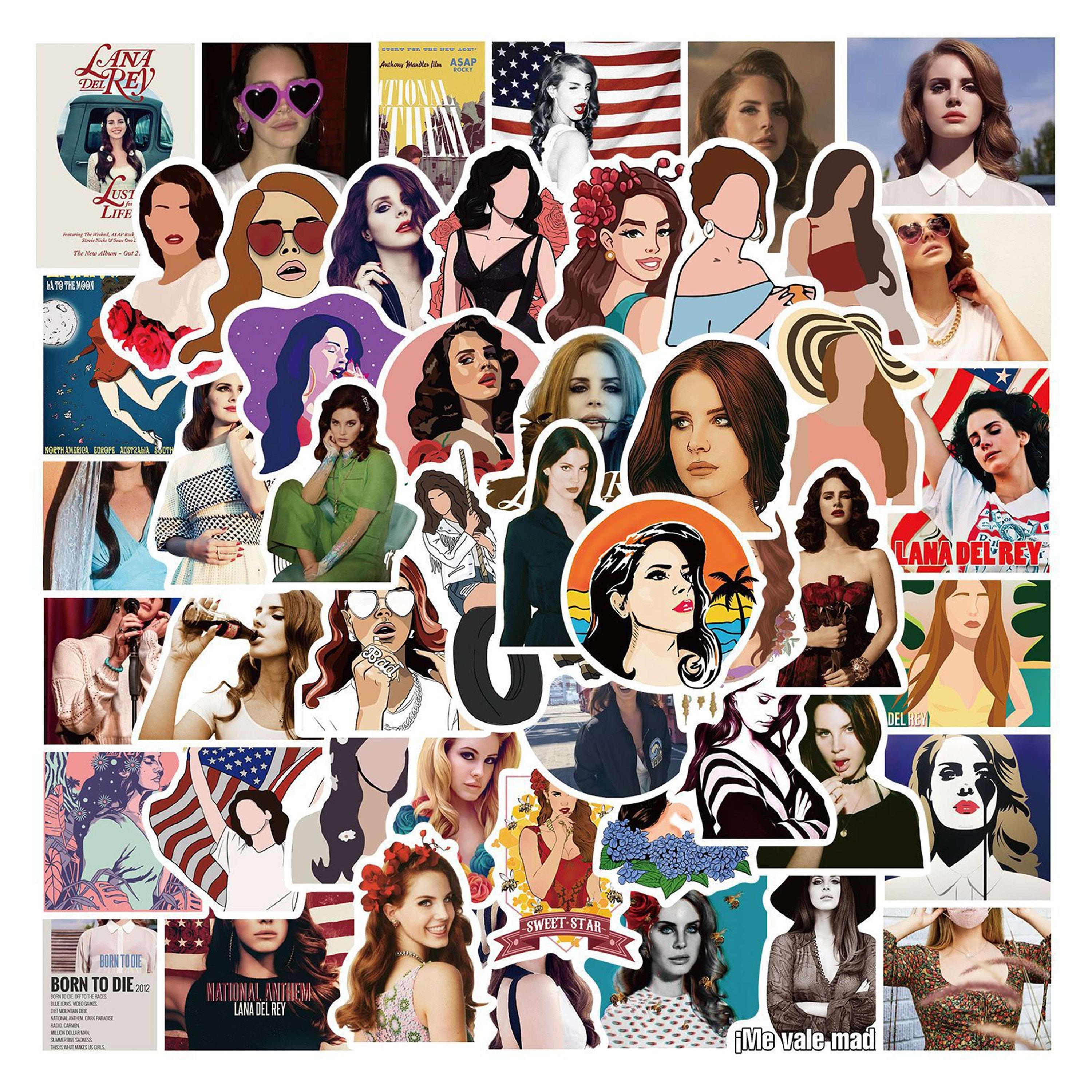 3000x3000 50pcs Singer Lana Del Rey Sticker for Luggage Car Guaitar