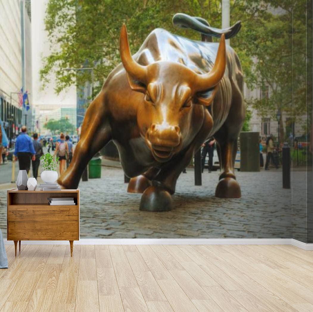 1051x1050 Kanworse Charging Bull Sculpture New York City Canvas Wallpaper Print Self Adhesive Peel & Stick Wallpaper Wall Mural Wall Decal Wall Sticker Poster Home Decor for Living Room : Tools
