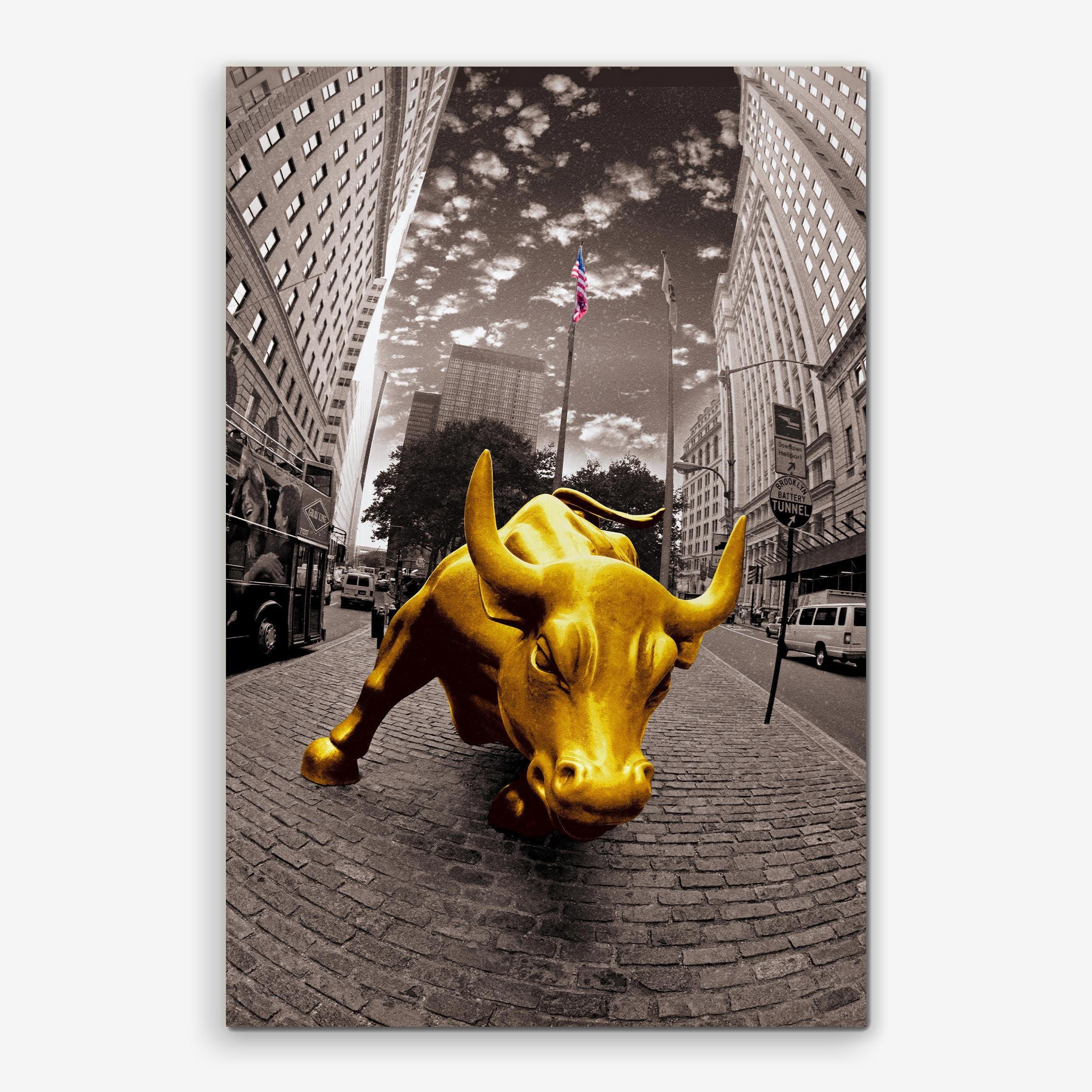 2378x2378 Golden Wall St. Bull in Sepia Kousnsky