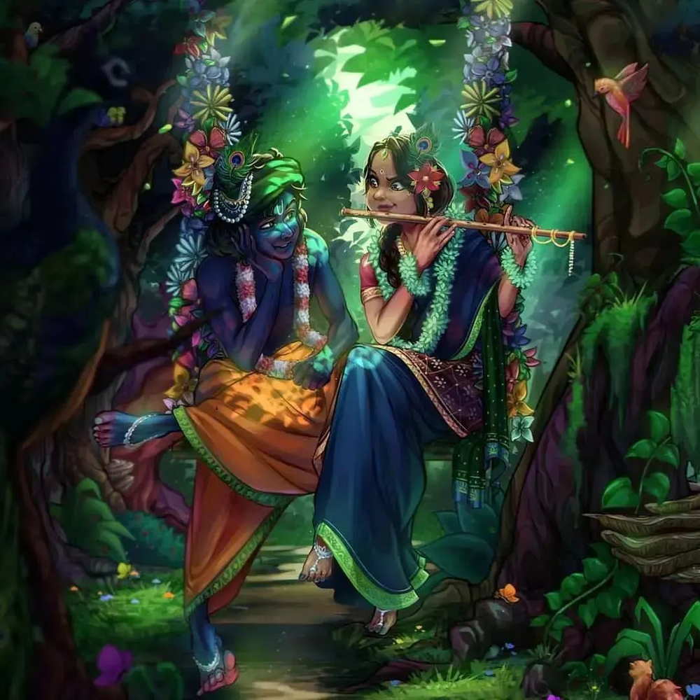 lord krishna with radha animation