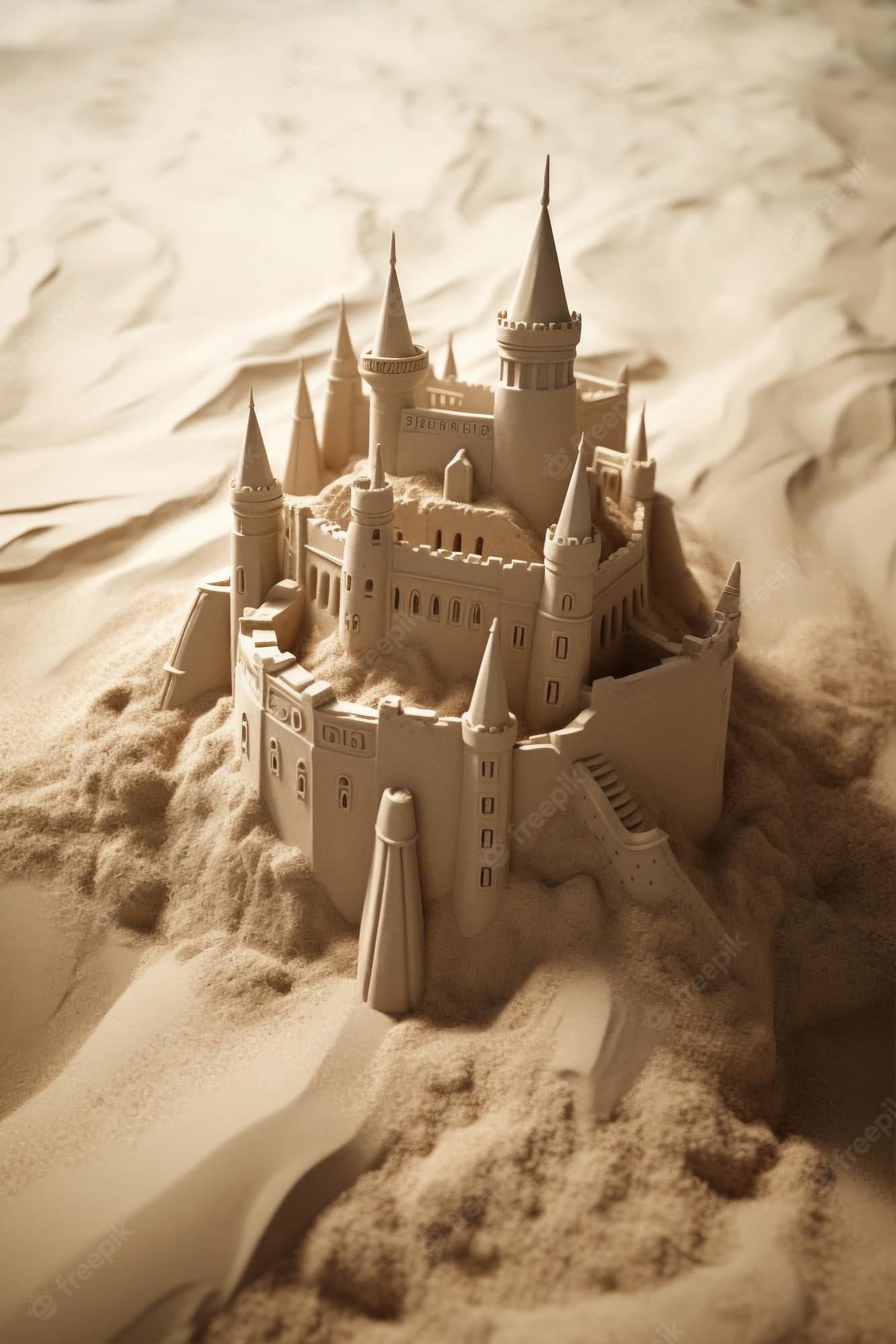 1333x2000 Free Photo. Beautiful sand castle on beach
