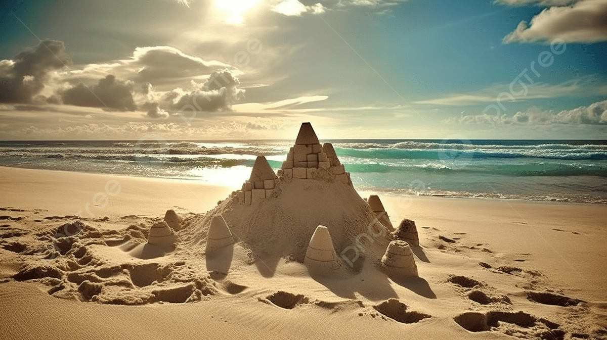 1200x673 Sand Castle On The Beach Background, Beach Picture Pinterest Background Image And Wallpaper for Free Download