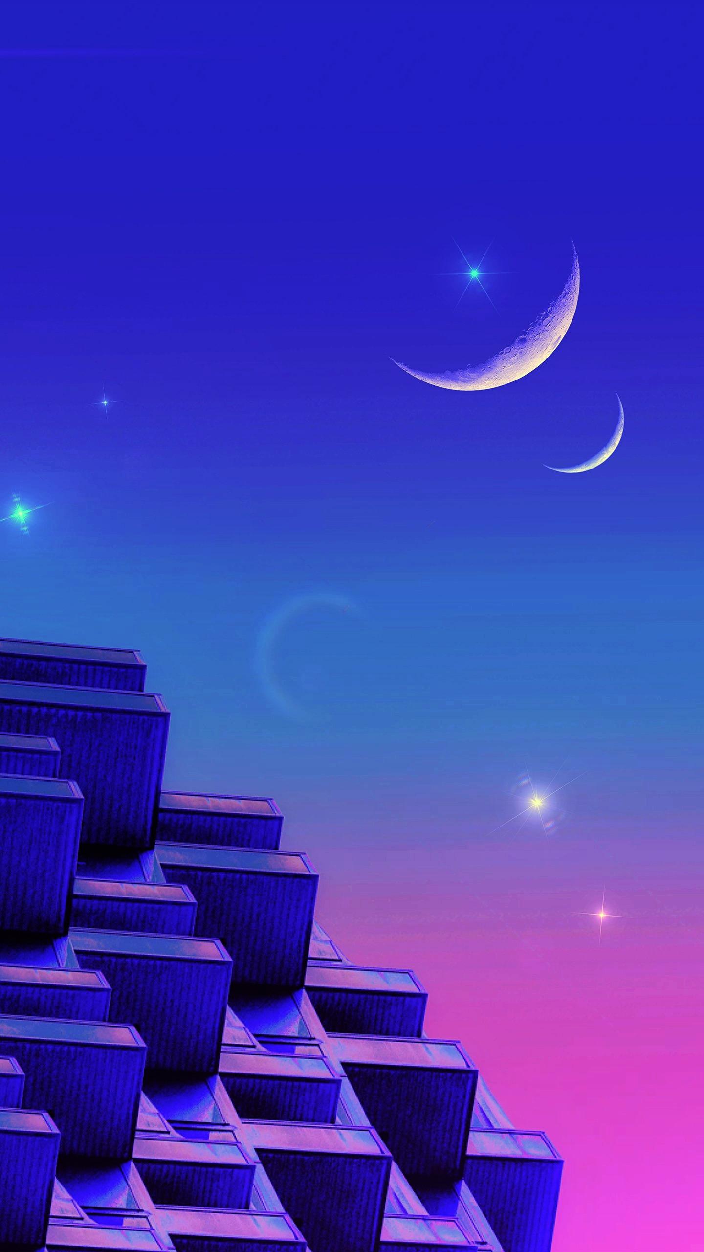 1440x2560 Wallpaper City, Vaporwave, Event, Astronomical Object, Crescent, Background Free Image