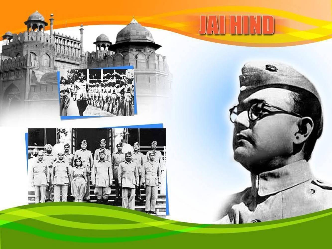 1333x1000 Download Jai Hind Netaji Bose Portrait With His Soldiers Wallpaper