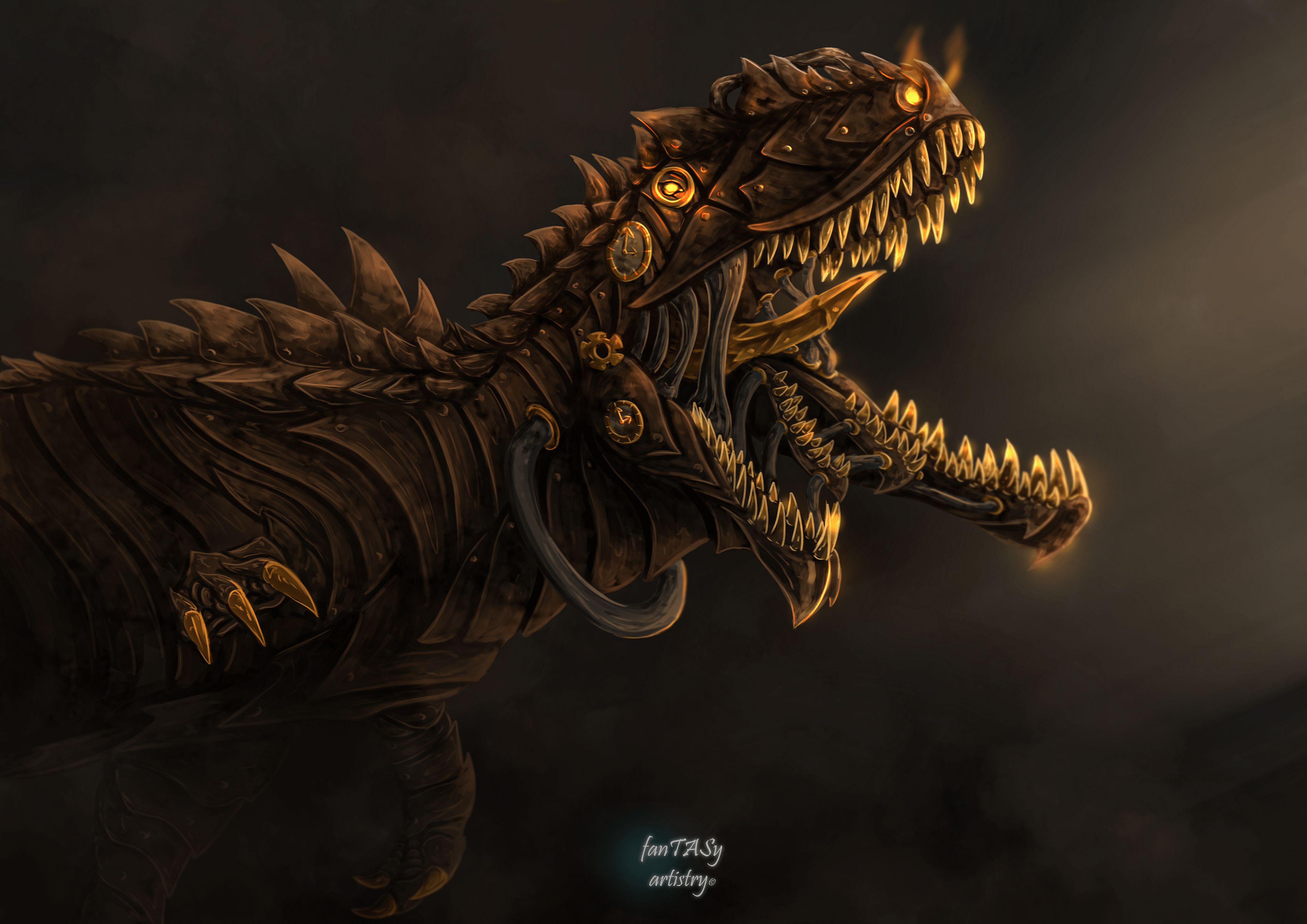 3840x2715 SteamPunk hypo Dinos concept (the isle fanart)