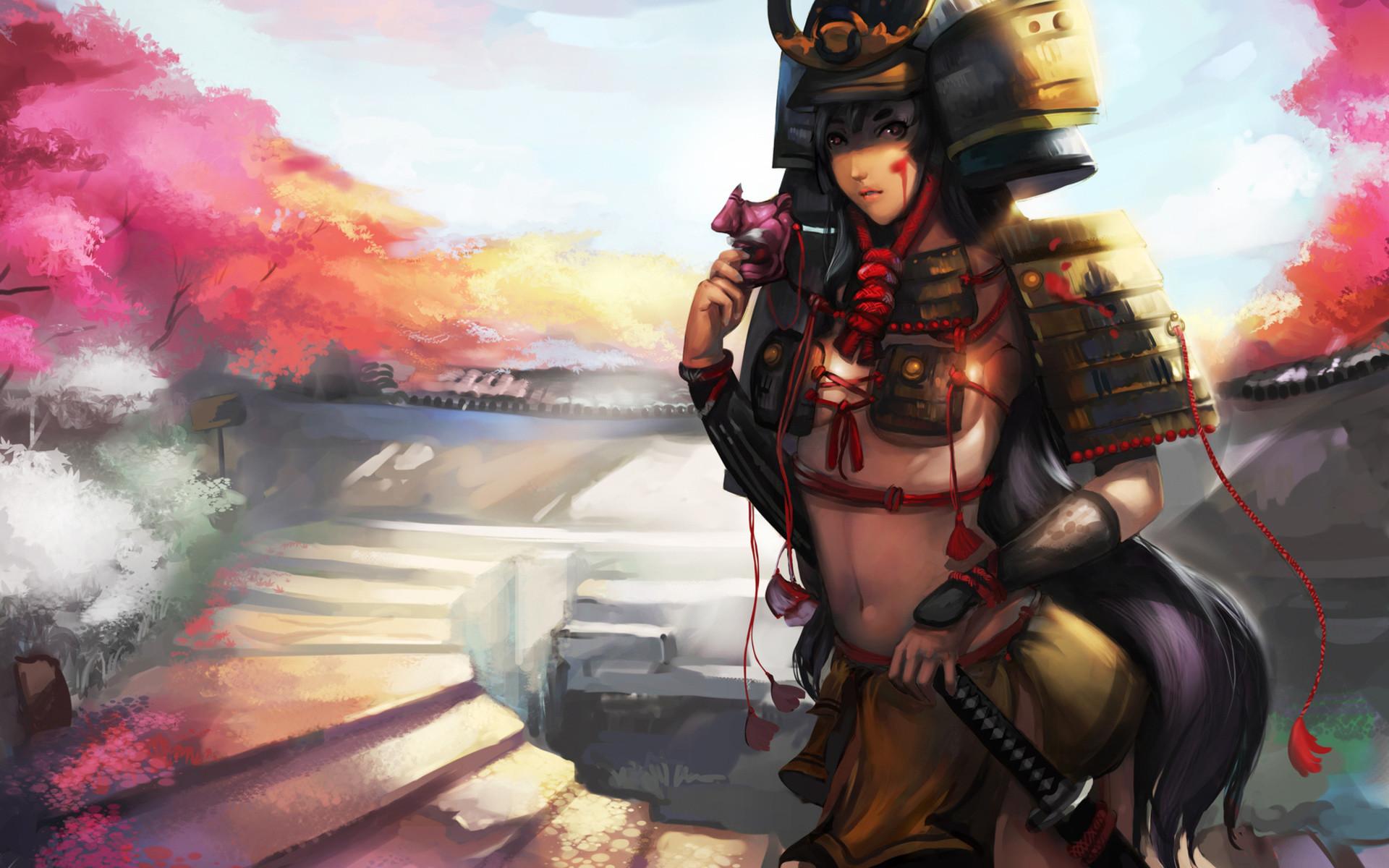 1920x1200 Female Anime Samurai Wallpaper