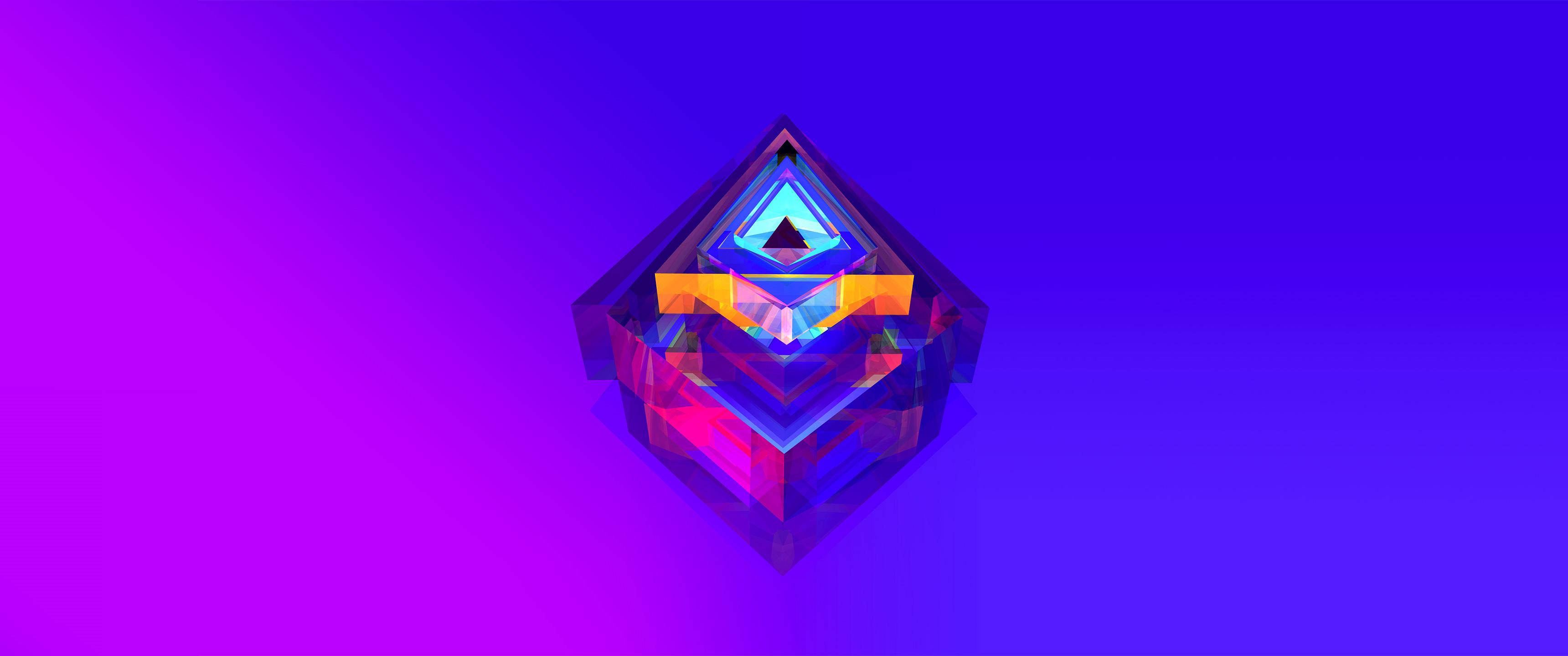 3440x1440 Wallpaper Purple Diamond on Purple Glass, Background Free Image