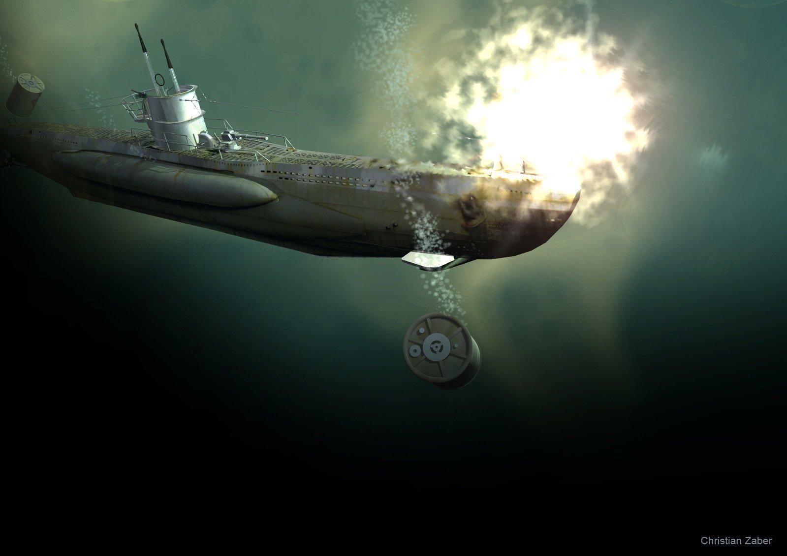 1599x1130 U Boat Underwater By Zaberc@free.fr