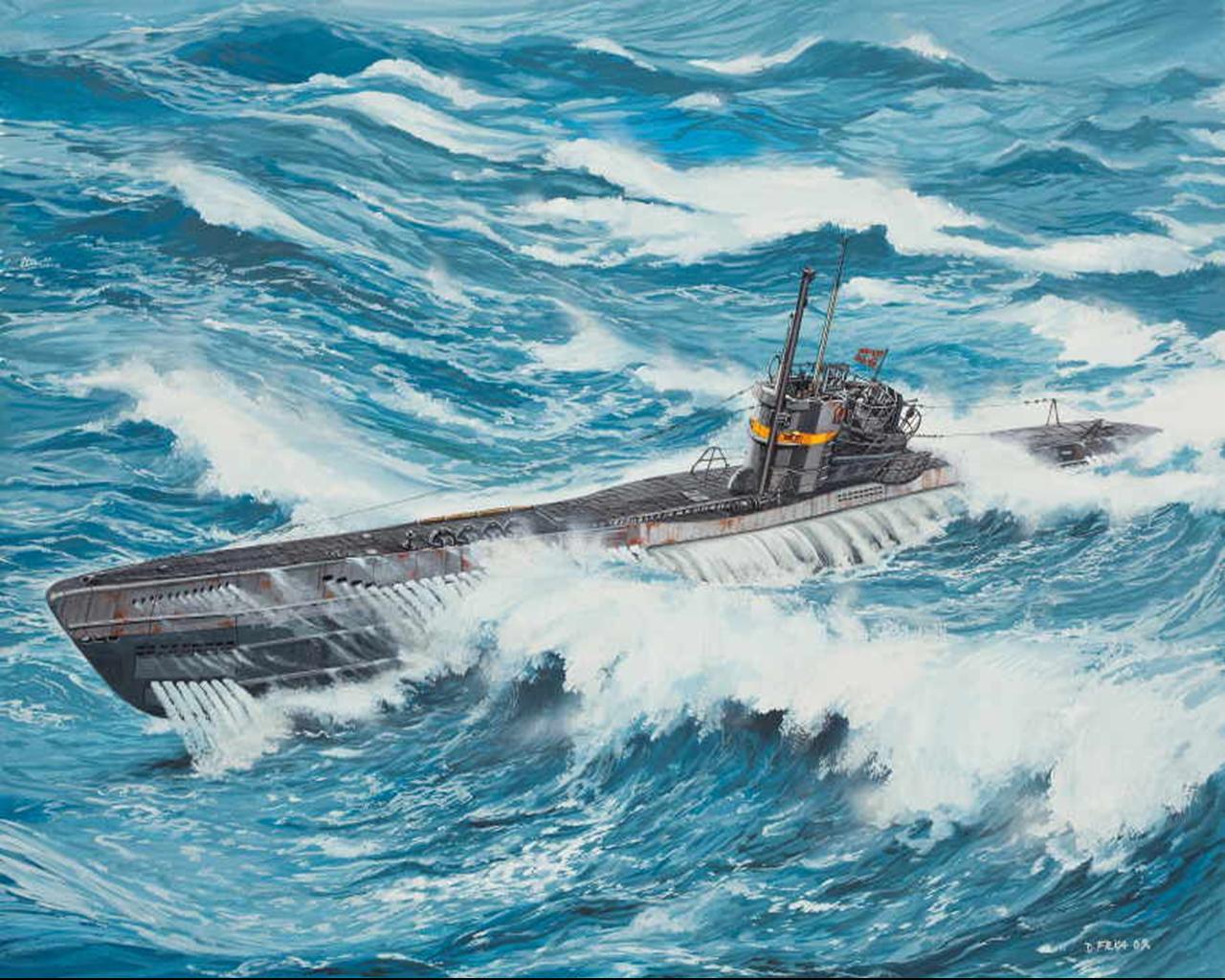 1280x1024 Desktop Wallpaper U Boot Typ VII C 41 Ship Painting Art Military