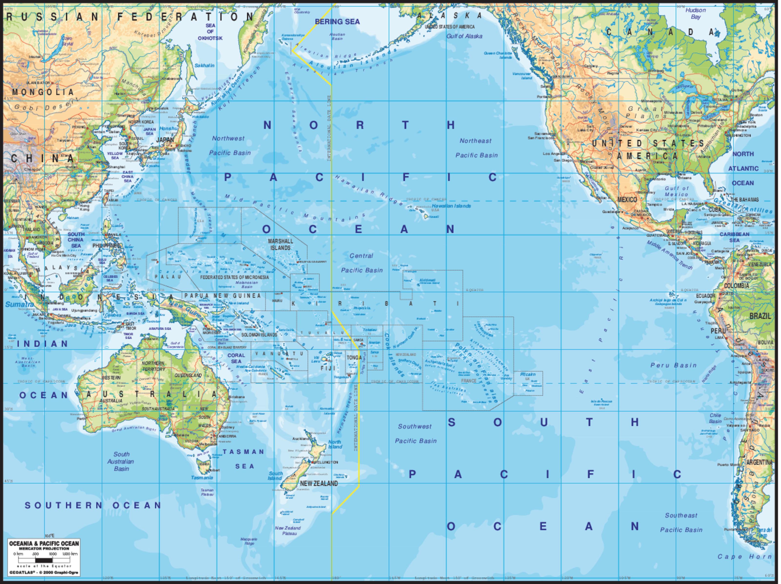3200x2394 Oceania & Pacific Ocean Map Wall Mural Your Way