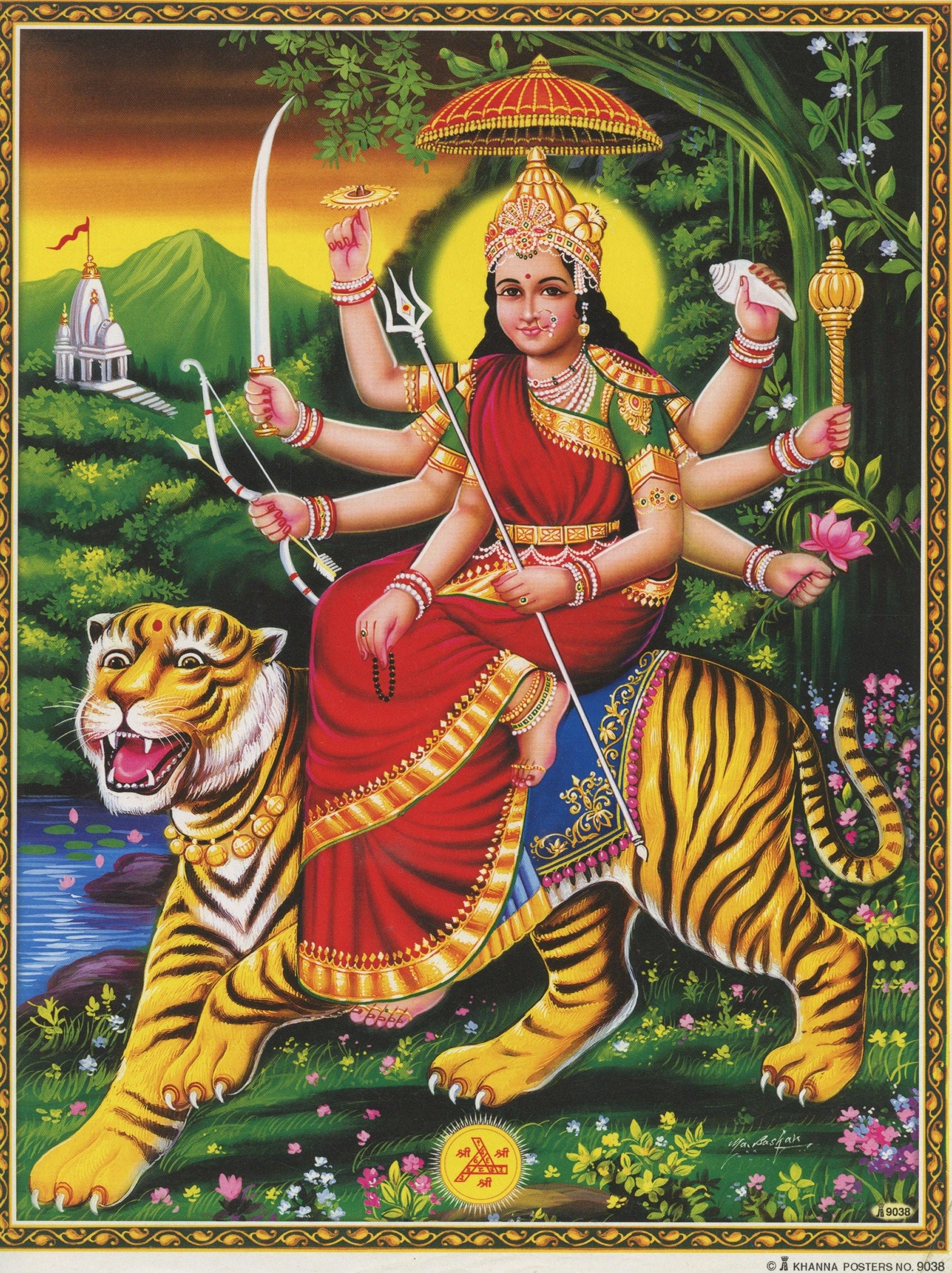2008x2685 Ambaji. Vintage Style Indian Devotional Print