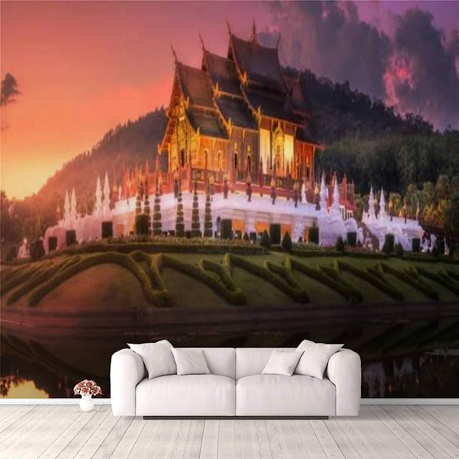 894x894 3D Wallpaper Royal Flora Ratchaphruek Park at Sunset Chiang Mai Royal Flora Self Adhesive Bedroom Living Room Dormitory Decor Wall Mural Stick and Peel Background Wall Ceiling Wardrobe Sticker
