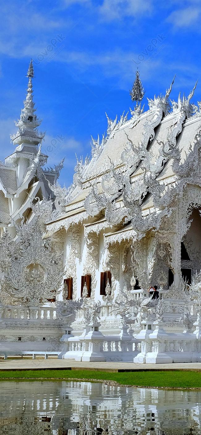 650x1407 Gambar Wallpaper Chiang Mai White Temple Mobile Untuk Diunduh Gratis di Lovepik