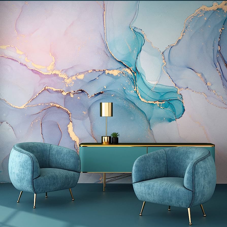 894x894 Murwall Soft Marble Wallpaper Abstract Art Wall Mural Marbled Ink Wallpaper : Handmade Products