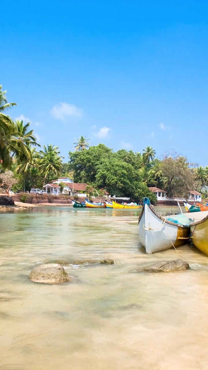720x1280 Wallpaper Goa, 5k, 4k wallpaper, India, Indian ocean, palms, boats, travel, tourism, Best Beaches in the World, Travel