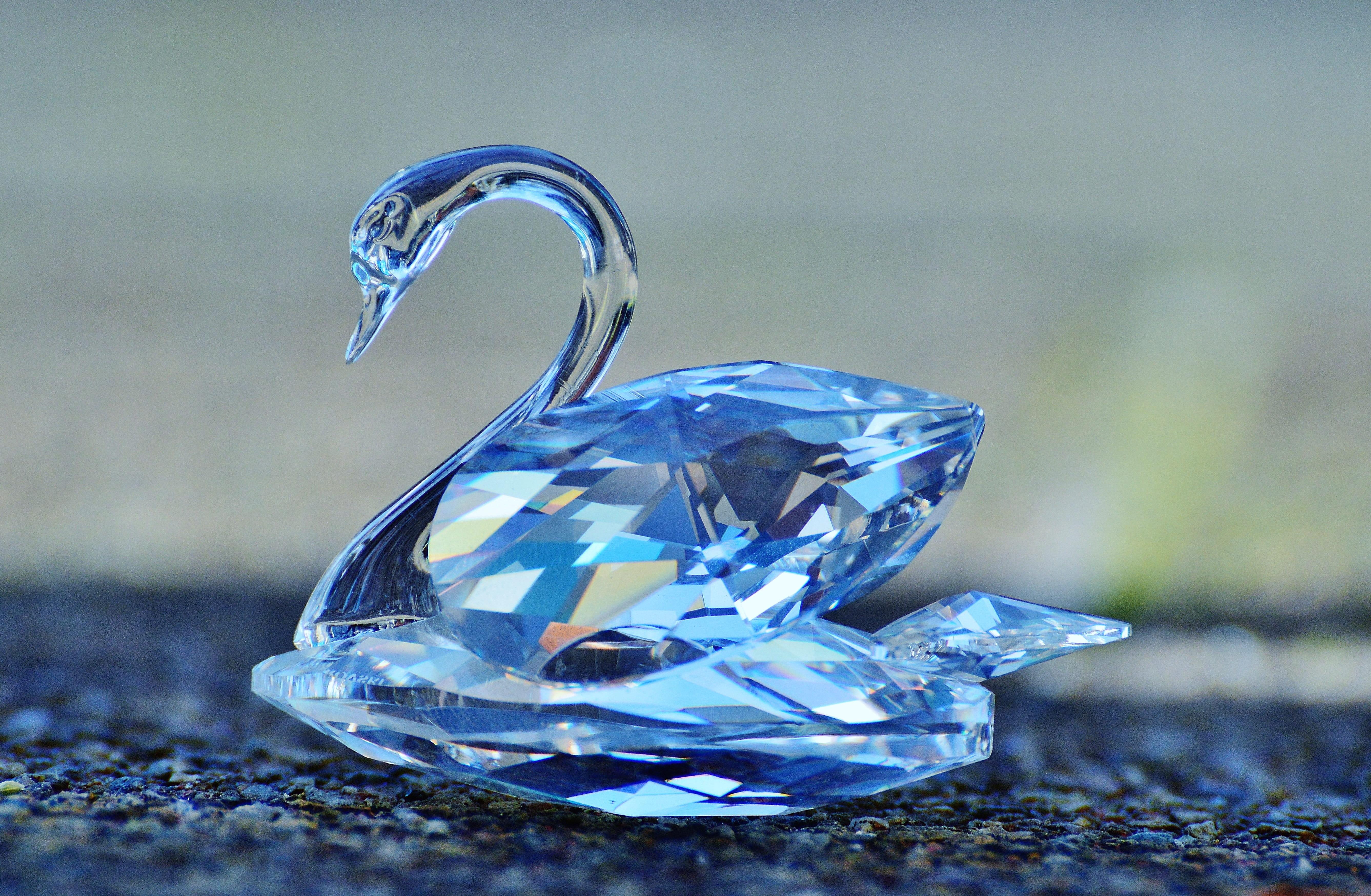 5349x3496 Wallpaper / crystal, outdoors, luxury, shape, shine, precious gem, beautiful, blue background, jewelry, blue, focus on foreground, reflection, solid, no people, swan free download