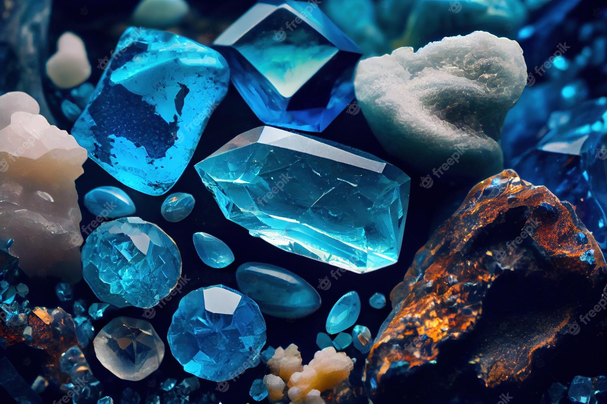 2000x1333 Premium Photo. Fantastic blue gems and minerals