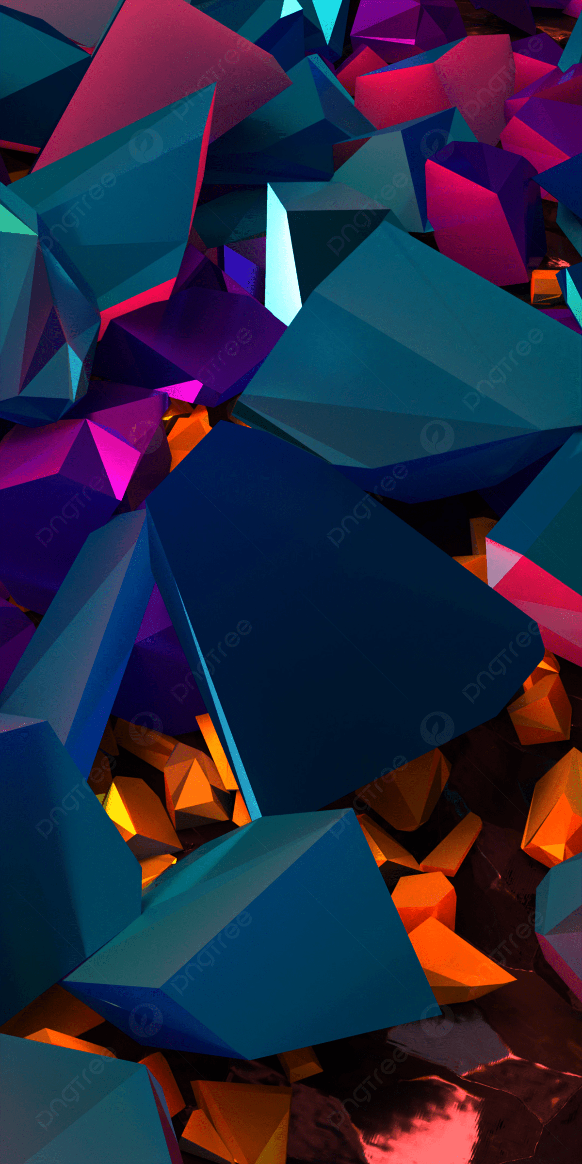 1200x2400 Crystal Wallpaper Background Blue Purple Orange Chunks Wallpaper Image For Free Download