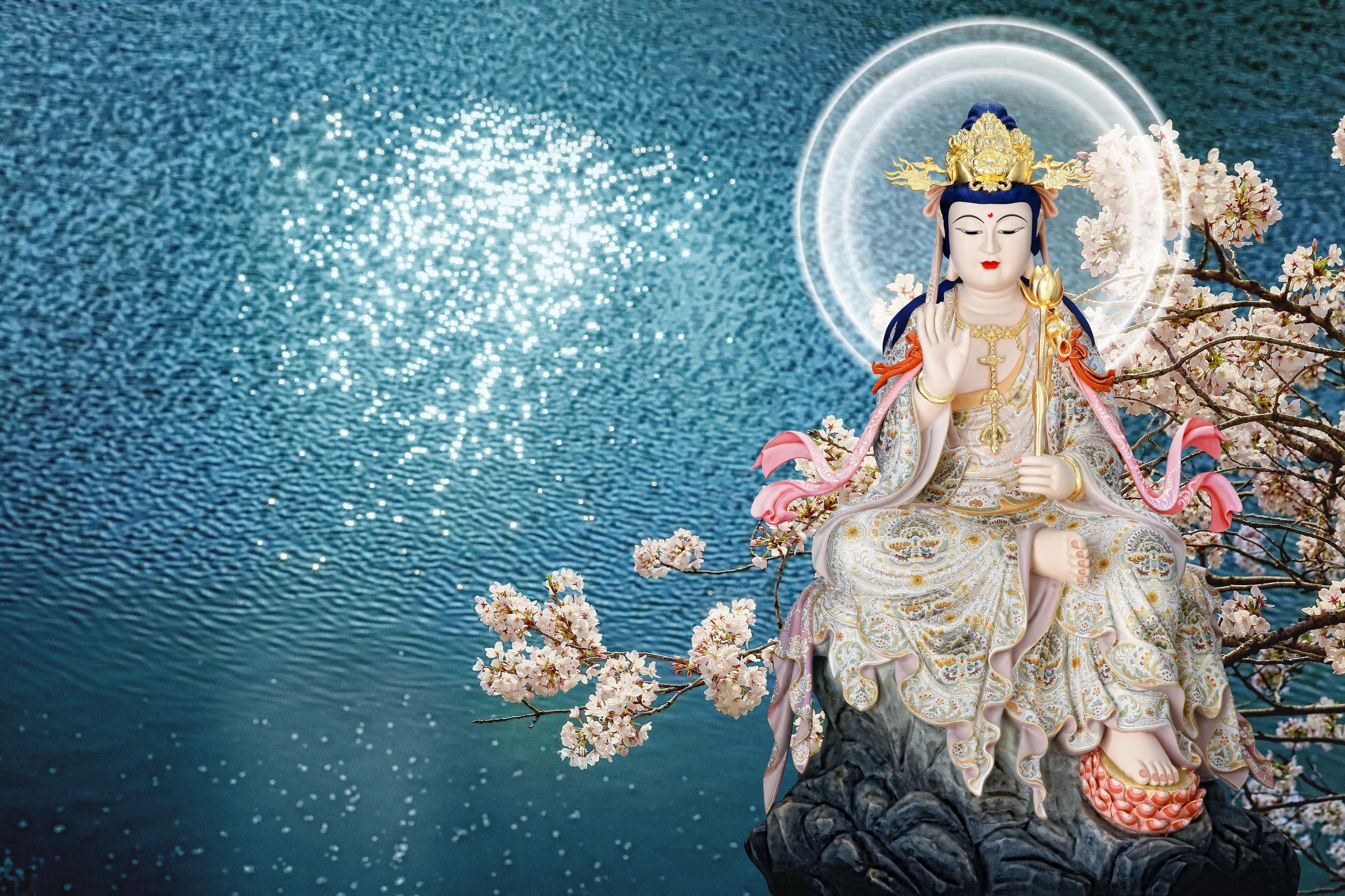 Ancient Chinese Goddess Guan Yin Stock Illustration - Illustration of  mercy, flower: 284228210