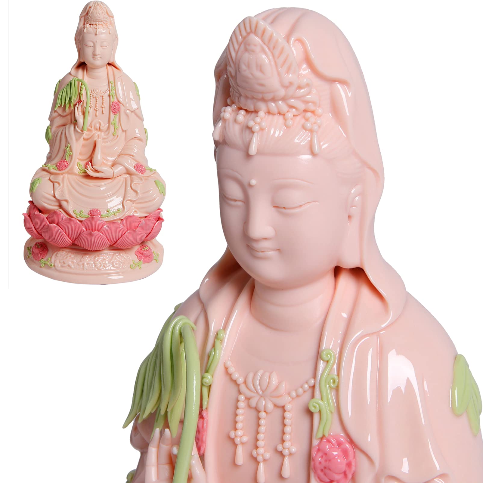1605x1605 Guan Yin Statue, Quan Yin, Kwan Yin, Kuan Yin, Female Buddha Statue Goddess Of Mercy And Compassion Zen Meditating Avalokiteshvara Statue Top Ceramic Handmade For Yoga Meditation Zen Feng Shui Home Decor : Home & Kitchen