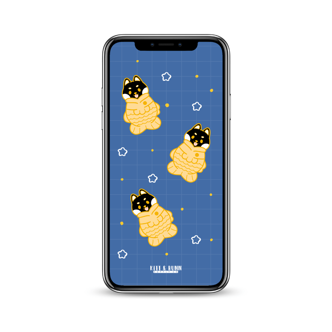 1080x1080 Taiyaki Black Shiba Inu Blue Phone Wallpaper