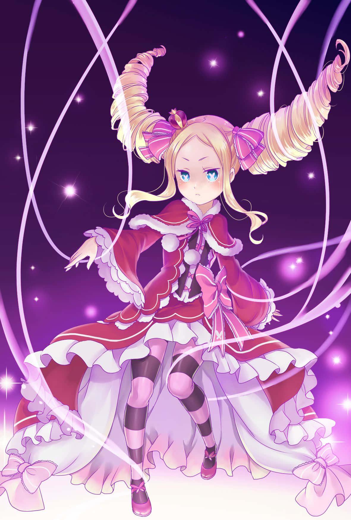 1181x1748 Download Beatrice from Re Zero, casting a spell Wallpaper