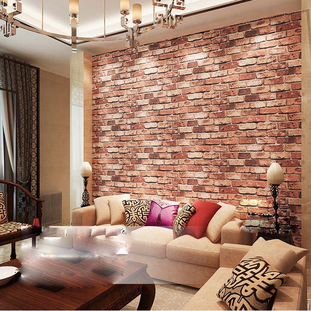 1000x1000 QIHANG Red Brick Wall Modern Wallpaper Textured Bricks PVC Wallpaper 0.53m x 10m=5.3㎡