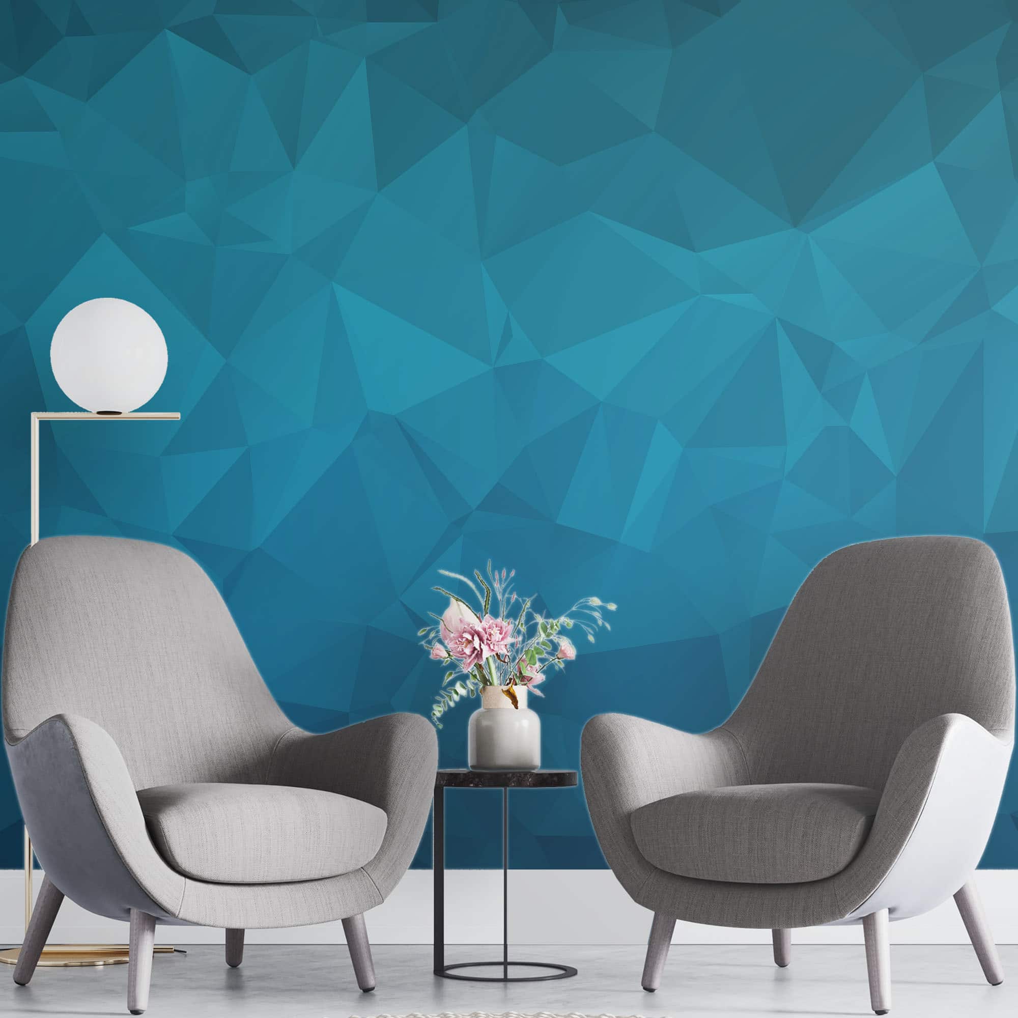 2000x2000 Blue 3D Design Wallpaper, PVC Free, Non Toxic Art Decor, Framed Painting, Home Decor