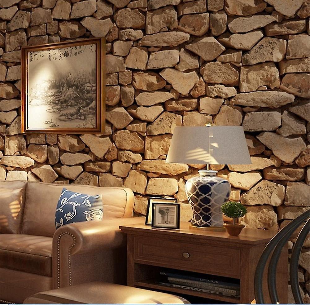 1001x984 Pvc Wallpaper Retro 3D Stereo Imitation Stone Texture Wallpaper Decoration Bedroom Tv Wall Living Room Wallpaper -53cm(w)*9.5m(l)