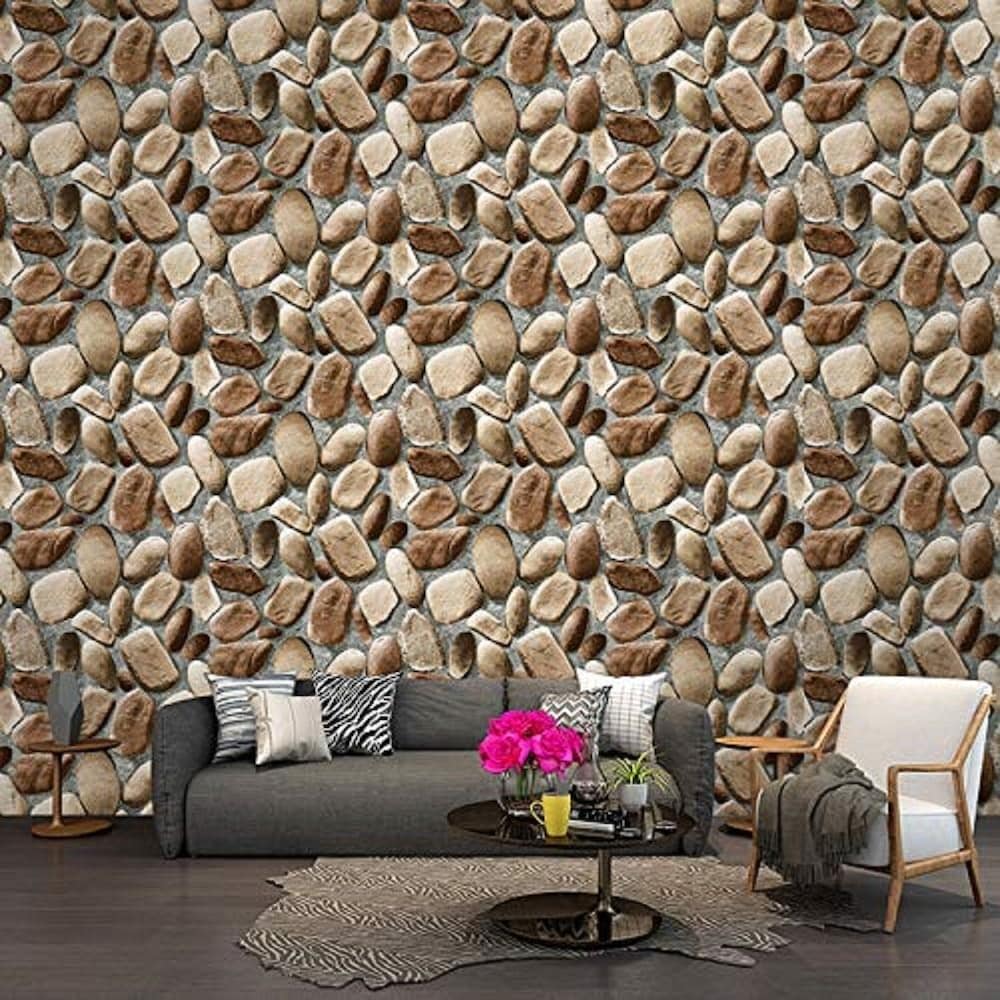 1000x1000 Eurotex Brown Stone Design PVC Wallpaper 53 Cm X 1000 Cm (EW 75801)