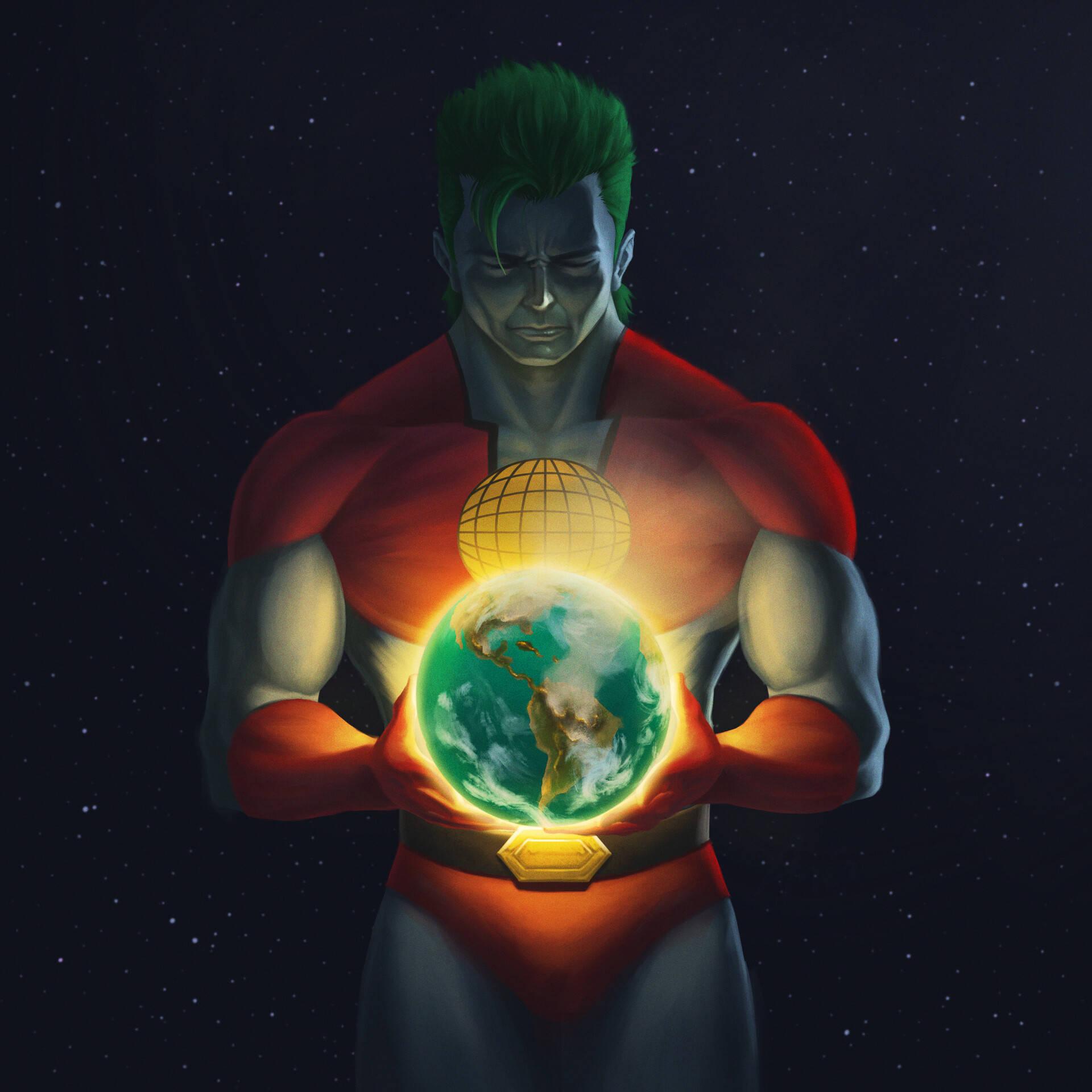 1920x1920 Download Captain Planet Holding A Globe Wallpaper