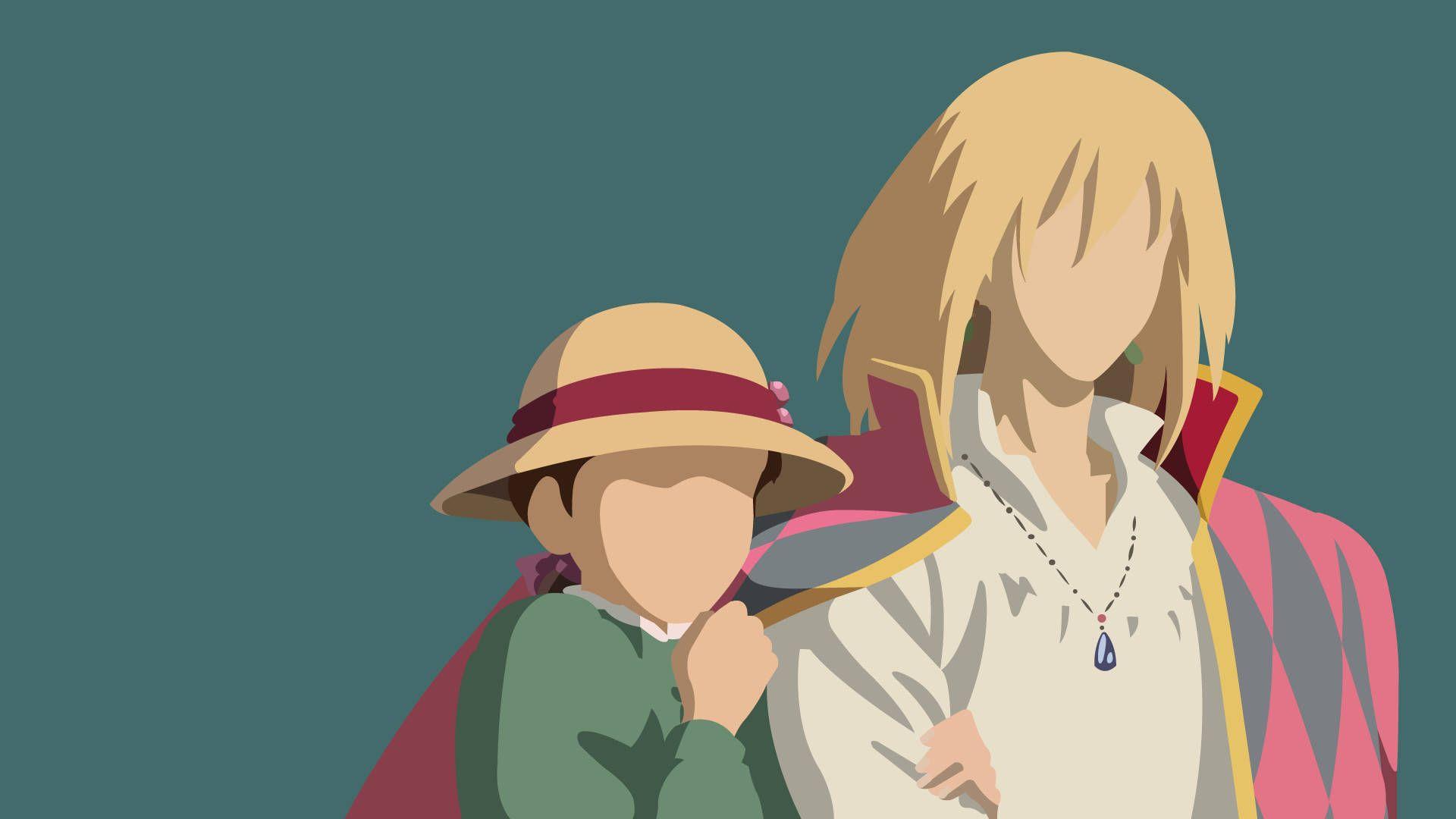 1920x1080 Download Couple Vector Art Howl's Moving Castle Wallpaper