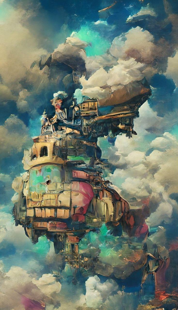 736x1283 Howl's moving castle. O castelo animado, Imagens fantásticas, Studio ghibli