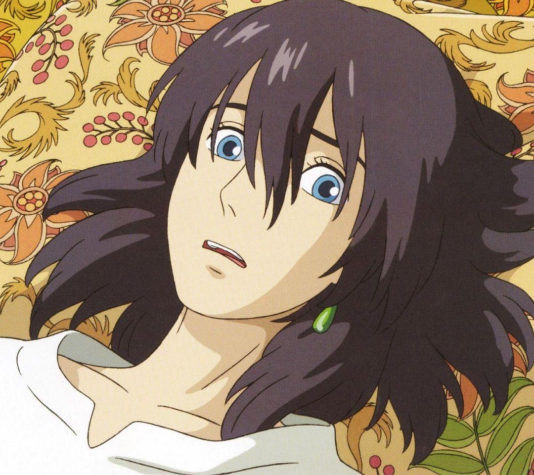 1080x960 Download wallpaper pattern, surprise, pillow, blue eyes, black hair, white shirt, howl's moving castle, hayao Miyazaki, howl`s moving castle, howl jenkins, section shonen in resolution 1080x960