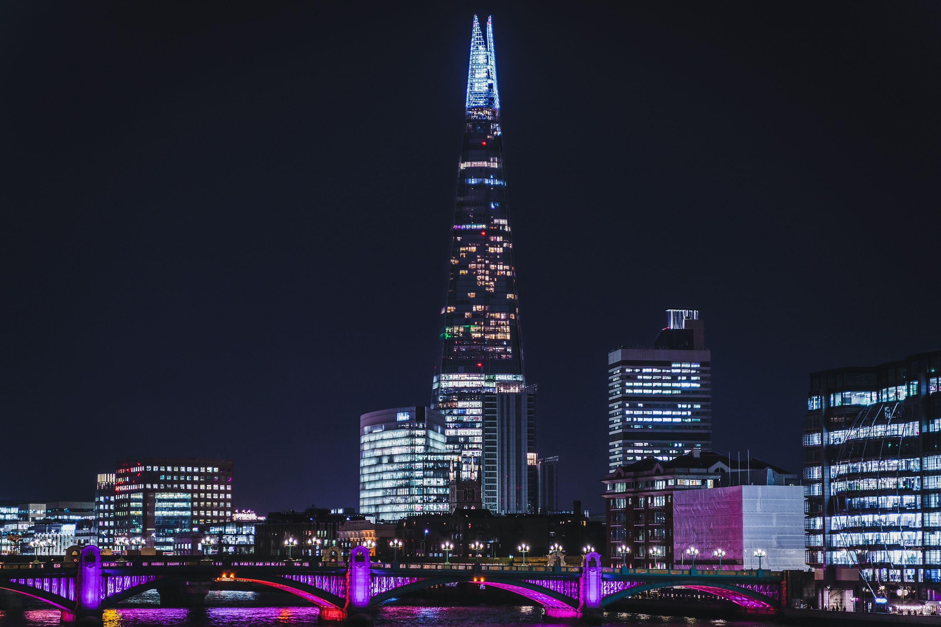 3000x2000 City Lights Urban Architecture The Shard London UK Night Wallpaper:3000x2000