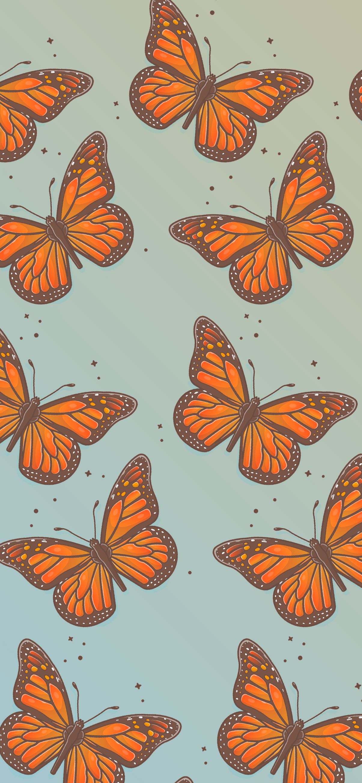 1205x2609 Butterfly pattern wallpaper aesthetic