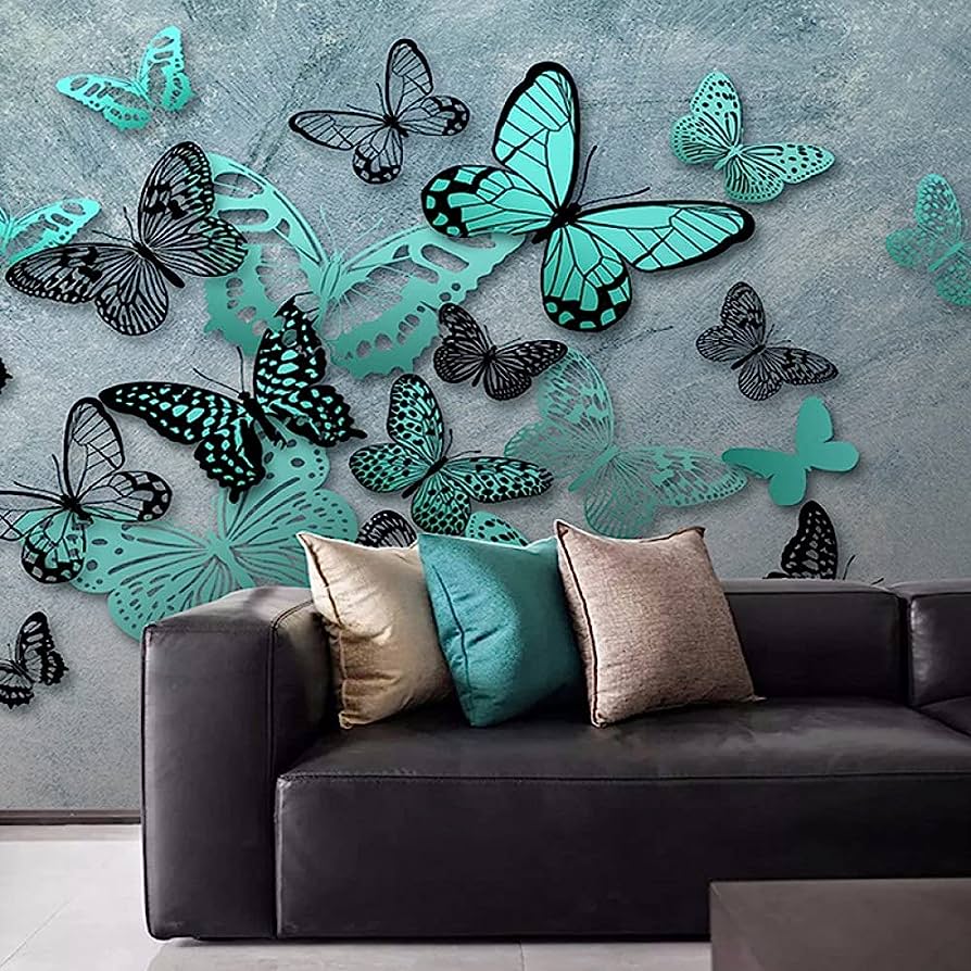 894x894 Wall Paper, Retro Blue Hollow Flying Butterfly Pattern Large Self Adhesive Wallpaper Peel And Stick Detachable Contact Paper Mural Vinyl Suitable For Decorative Bedroom Living Room, 392X280Cm154X110I : Tools & Home Improvement