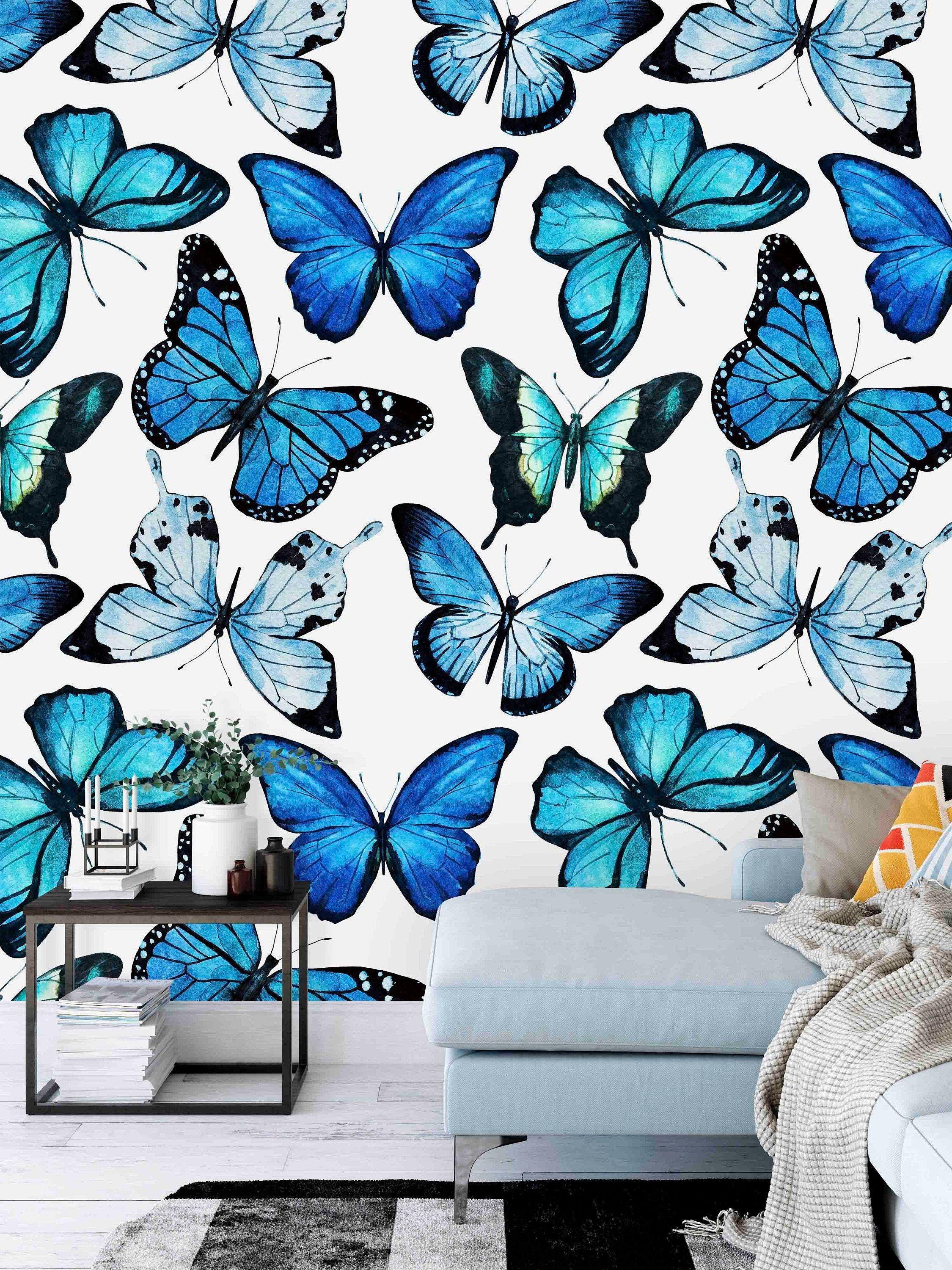 2250x3000 Blue Butterflies Wallpaper Watercolor Large Butterfly