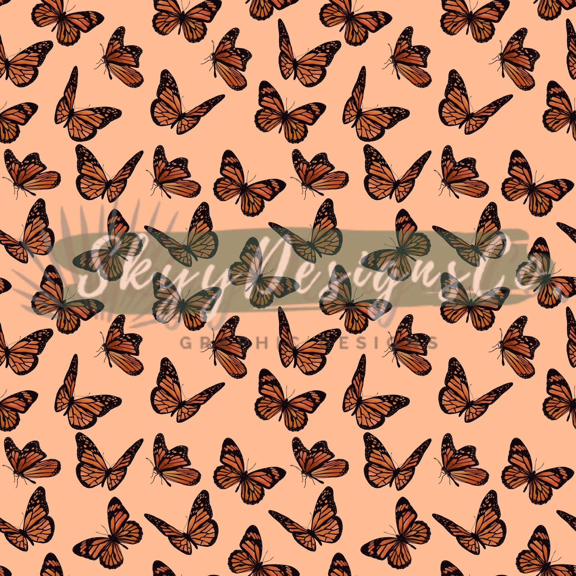 1946x1946 Orange monarch butterflies digital seamless pattern for fabrics and wa